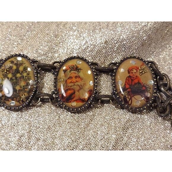 Vintage Nina Ricci for Avon Christmas Old World Antiqued Bronze Tone Bracelet 8" - Picture 3 of 9